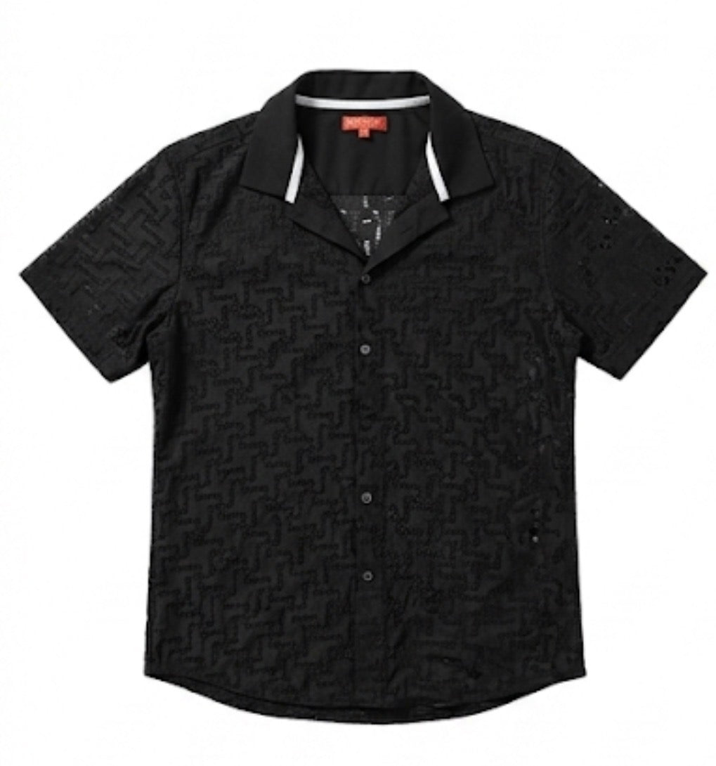 Consequence Black Mesh Button-Up Shirt - Men's L