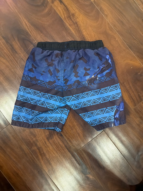 Boys Marvel Black Panther Swim Trunks - Size 6/7 - Blue/Black Graphic Shorts