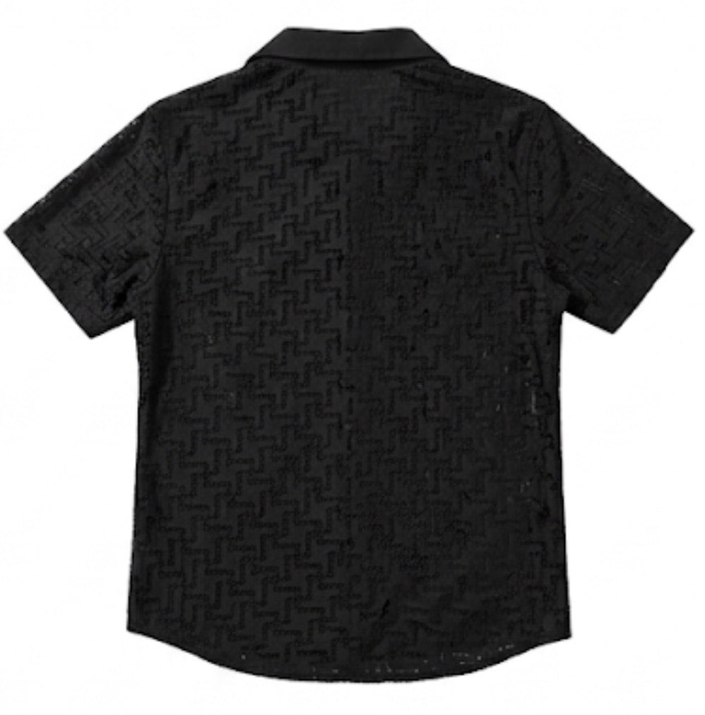 Consequence Black Mesh Button-Up Shirt - Men's L