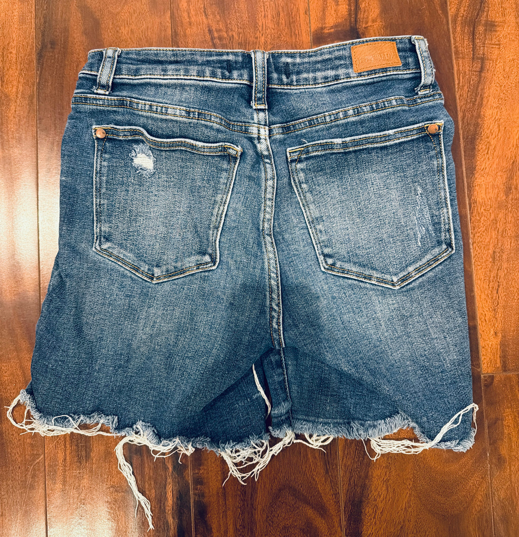 Judy Blue High Rise Distressed Denim Bermuda Shorts - Women's Size S