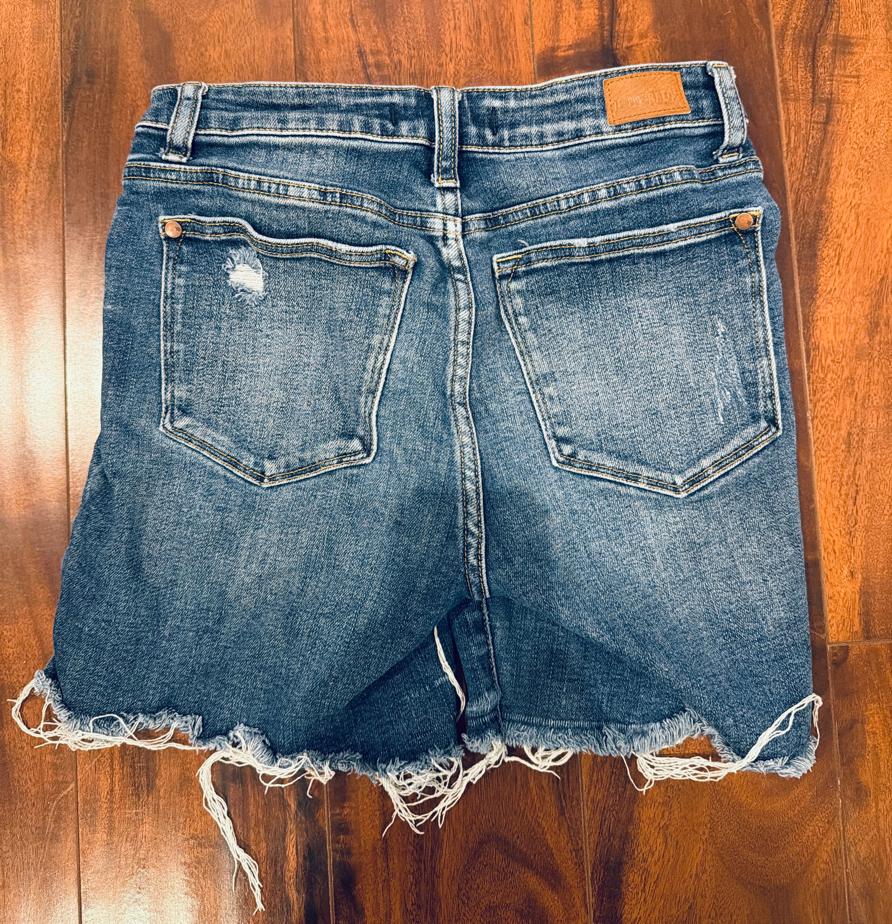 Judy Blue High Rise Distressed Denim Bermuda Shorts - Women's Size S